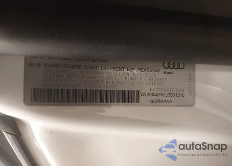 2018 Audi R8 5.2 V10 from USA, damaged, VIN WUABAAFX1J7901910